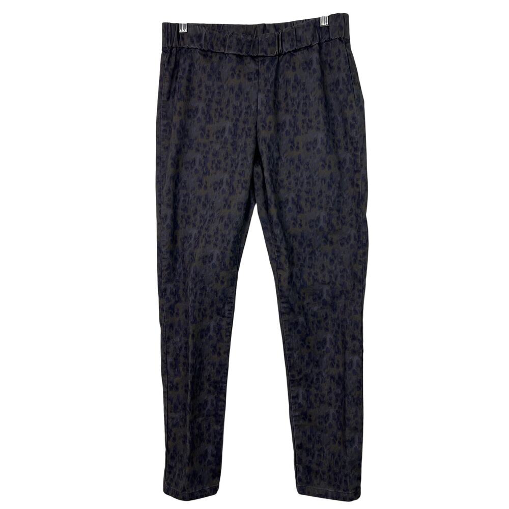Soft Surroundings Denim Medium Blue and Olive Print Pull On Metro Legging Jeans